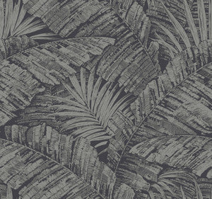 Palm Cove Toile Silver & Black Wallpaper by York Wallcoverings