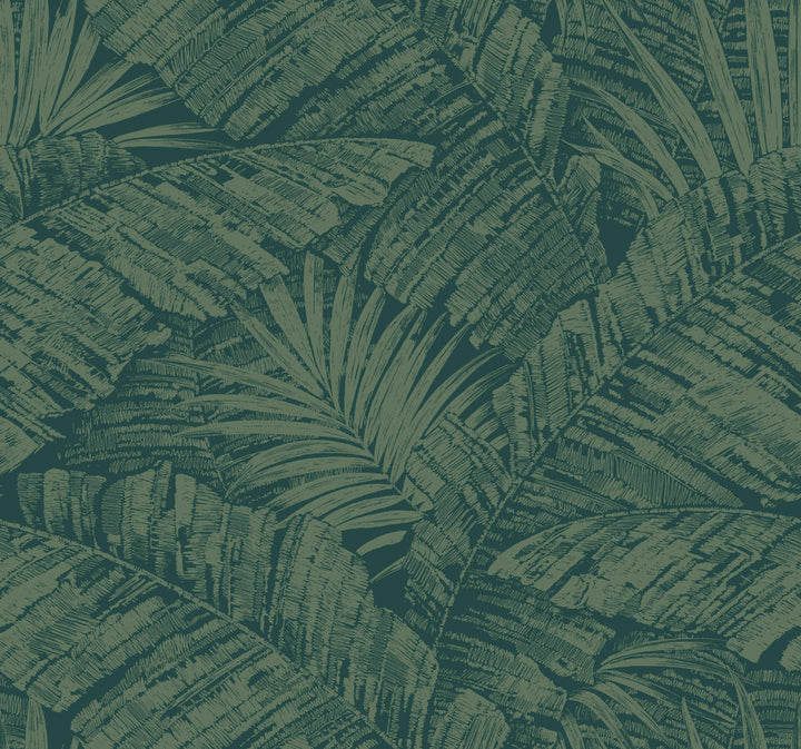 Palm Cove Toile Emerald Forest Wallpaper by York Wallcoverings Toile Resource Library Covers about 60.8 square feet 27-in by 27-ft long roll Unpasted 25.25 - Fabric Carolina -