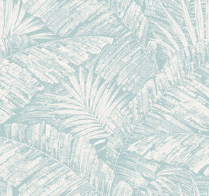 Palm Cove Toile White & Blue Wallpaper by York Wallcoverings