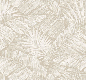 Palm Cove Toile White & Taupe Wallpaper by York Wallcoverings