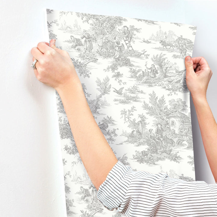 Campagne Toile Grey Wallpaper by York Wallcoverings Designer