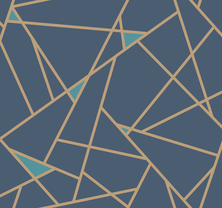 Prismatic Navy & Gold Metallic Wallpaper by Inspired by Color Blues II Covers about 60.8 square feet 27-in by 27-ft long roll Prepasted 25.25 - Fabric Carolina -