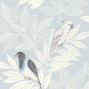 Paradise Island Birds Blue Oasis and Ivory by Seabrook Wallpaper