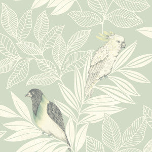 Paradise Island Birds Mint and Ivory by Seabrook Wallpaper