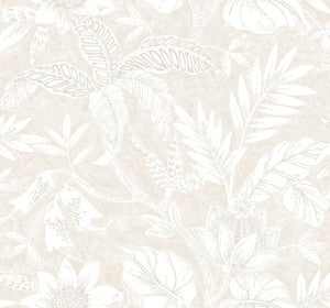 Rainforest Leaves Sand Dune and Brushed Taupe by Seabrook Wallpaper