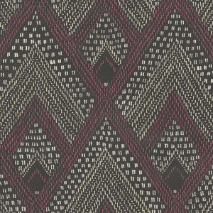 Panama Boho Diamonds Cranberry and Brushed Ebony by Seabrook Wallpaper