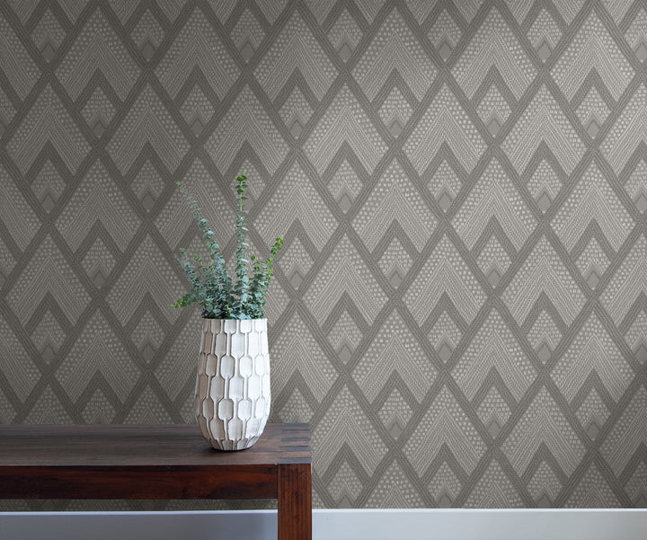 Panama Boho Diamonds Cove Gray RY30508 by Seabrook Designs Designer Wallpaper