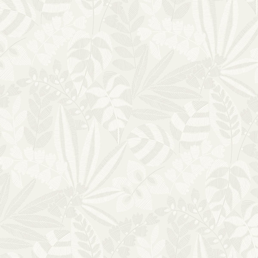 Botanica Striped Leaves Gray Mist and Ivory by Seabrook Wallpaper Boho Rhapsody United States 60.75 25.2" 27" - Fabric Carolina -