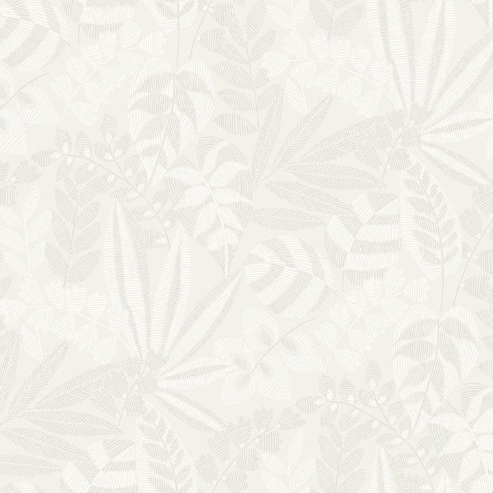 Botanica Striped Leaves Gray Mist and Ivory by Seabrook Wallpaper Boho Rhapsody United States 60.75 25.2" 27" - Fabric Carolina -