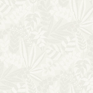 Botanica Striped Leaves Gray Mist and Ivory by Seabrook Wallpaper