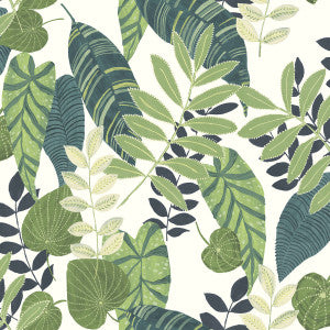 Tropicana Leaves Viridian and Dill by Seabrook Wallpaper