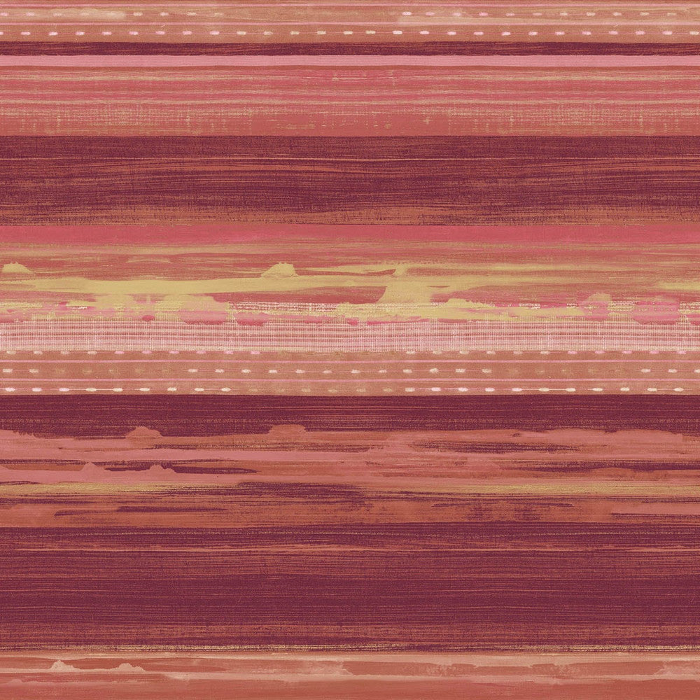 Horizon Brushed Stripe Cranberry, Scarlet, and Blonde by Seabrook Wallpaper Boho Rhapsody United States 60.75 20.87" 27" - Fabric Carolina -