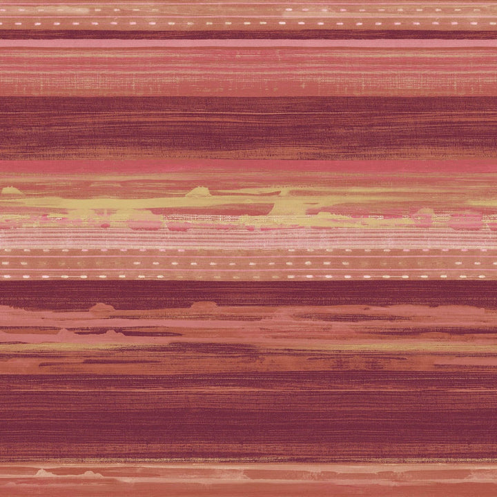 Horizon Brushed Stripe Cranberry, Scarlet, and Blonde by Seabrook Wallpaper Boho Rhapsody United States 60.75 20.87" 27" - Fabric Carolina -