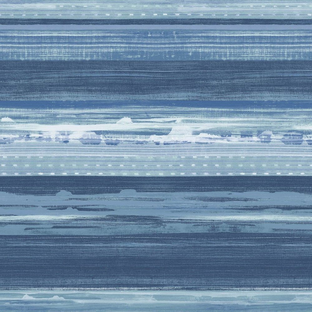 Horizon Brushed Stripe Washed Denim and Sky Blue by Seabrook Wallpaper Boho Rhapsody United States 60.75 20.87" 27" - Fabric Carolina -
