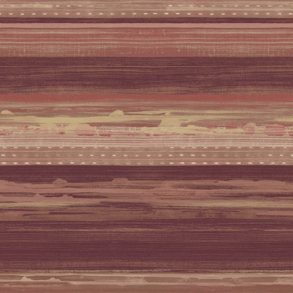 Horizon Brushed Stripe Maroon, Taupe, and Blonde by Seabrook Wallpaper Boho Rhapsody United States 60.75 20.87" 27" - Fabric Carolina -