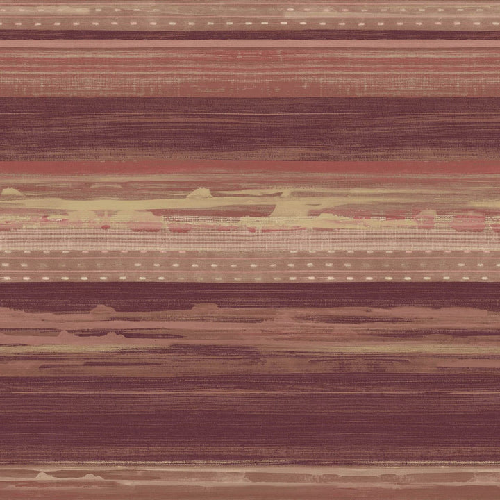 Horizon Brushed Stripe Maroon, Taupe, and Blonde by Seabrook Wallpaper Boho Rhapsody United States 60.75 20.87" 27" - Fabric Carolina -