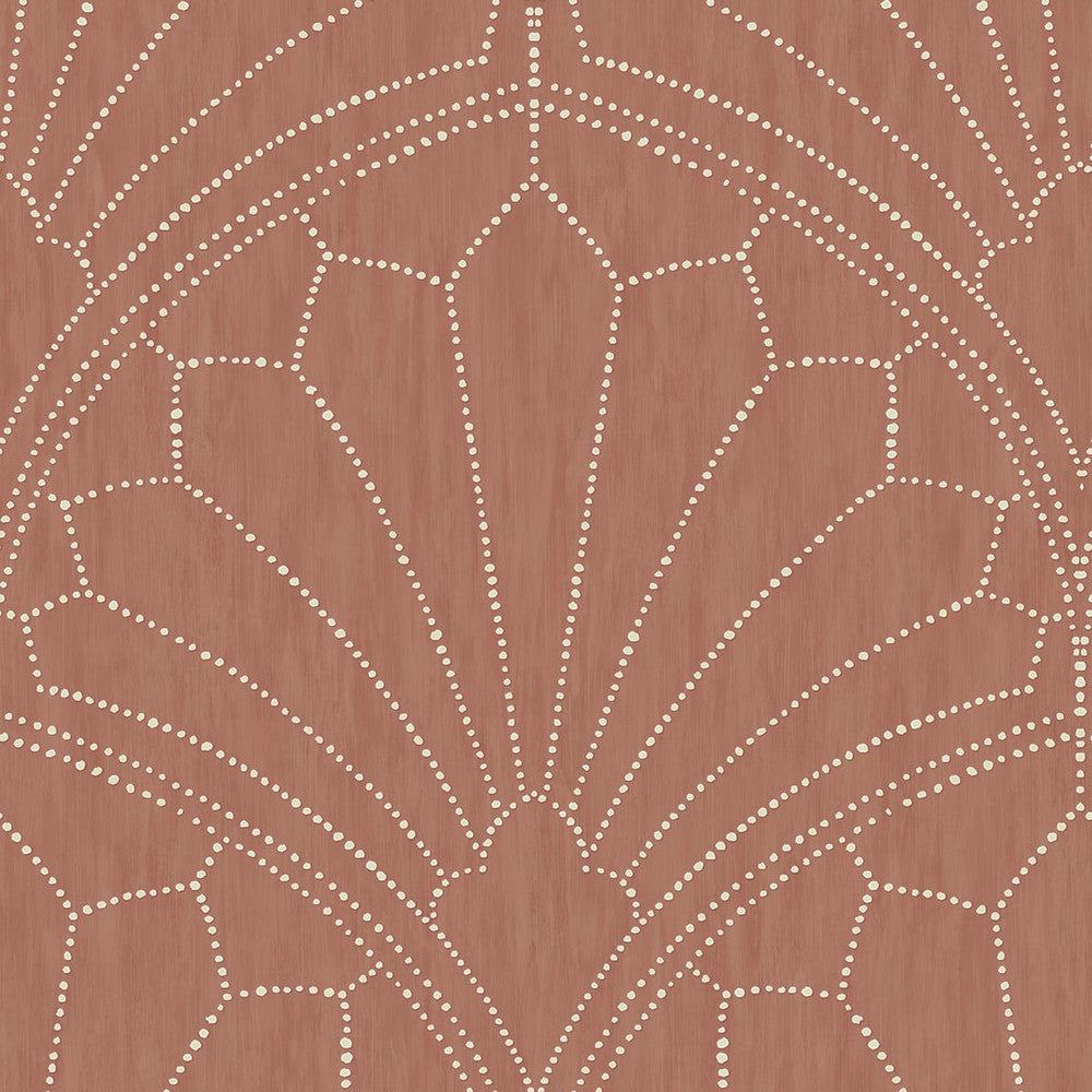 Scallop Medallion Redwood and Ivory by Seabrook Wallpaper Boho Rhapsody United States 56.05 23.62" 20.5" - Fabric Carolina -