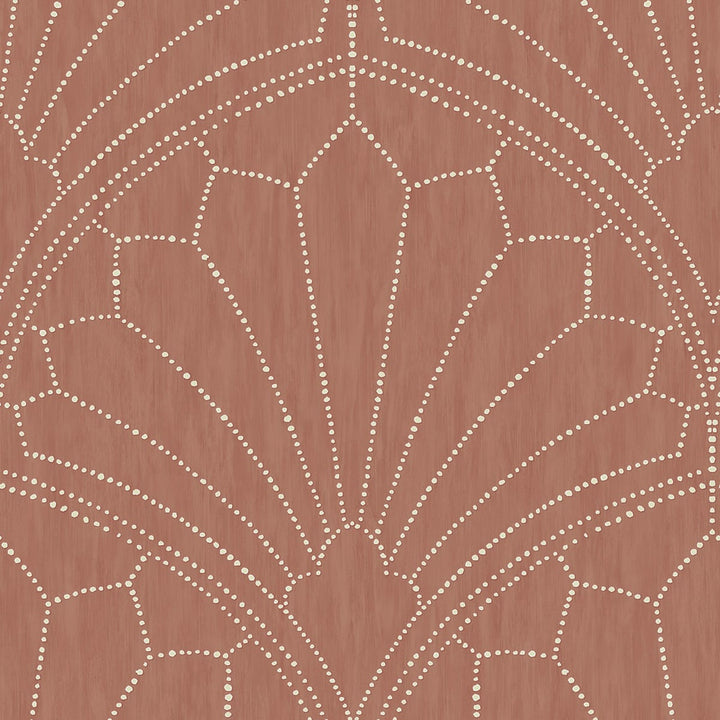 Scallop Medallion Redwood and Ivory by Seabrook Wallpaper Boho Rhapsody United States 56.05 23.62" 20.5" - Fabric Carolina -