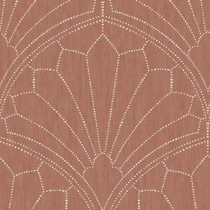 Scallop Medallion Redwood and Ivory by Seabrook Wallpaper
