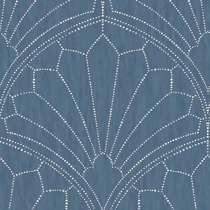 Scallop Medallion Steel Blue and Ivory by Seabrook Wallpaper Boho Rhapsody United States 56.05 23.62" 20.5" - Fabric Carolina -