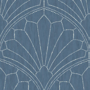 Scallop Medallion Steel Blue and Ivory by Seabrook Wallpaper