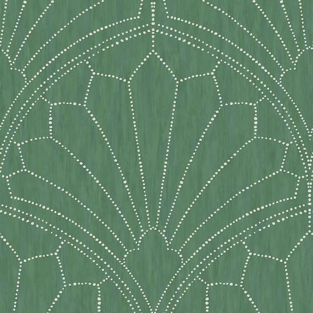 Scallop Medallion Jade and Ivory by Seabrook Wallpaper Boho Rhapsody United States 56.05 23.62" 20.5" - Fabric Carolina -