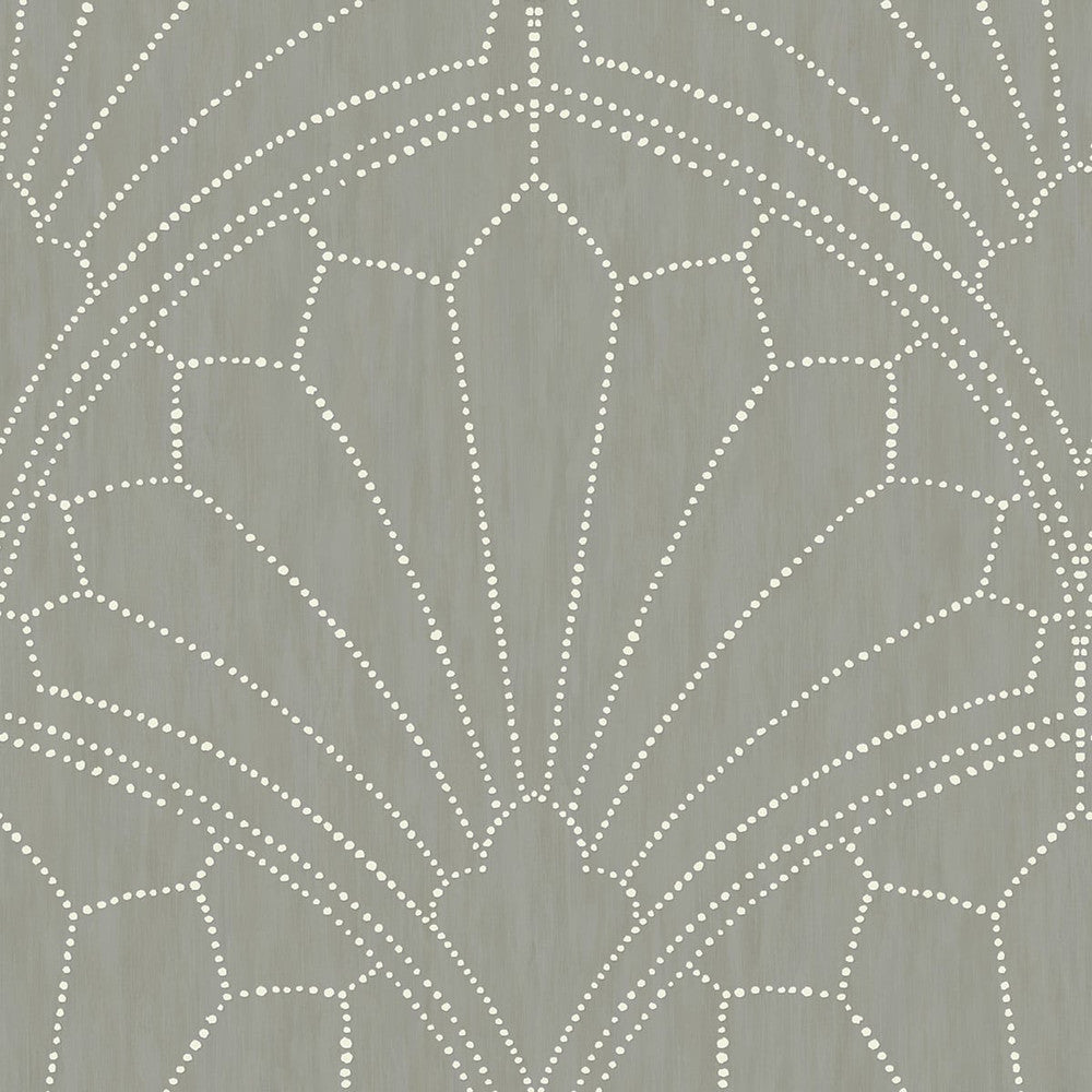 Scallop Medallion Cinder Gray and Ivory by Seabrook Wallpaper Boho Rhapsody United States 56.05 23.62" 20.5" - Fabric Carolina -
