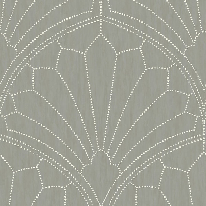 Scallop Medallion Cinder Gray and Ivory by Seabrook Wallpaper Boho Rhapsody United States 56.05 23.62" 20.5" - Fabric Carolina -