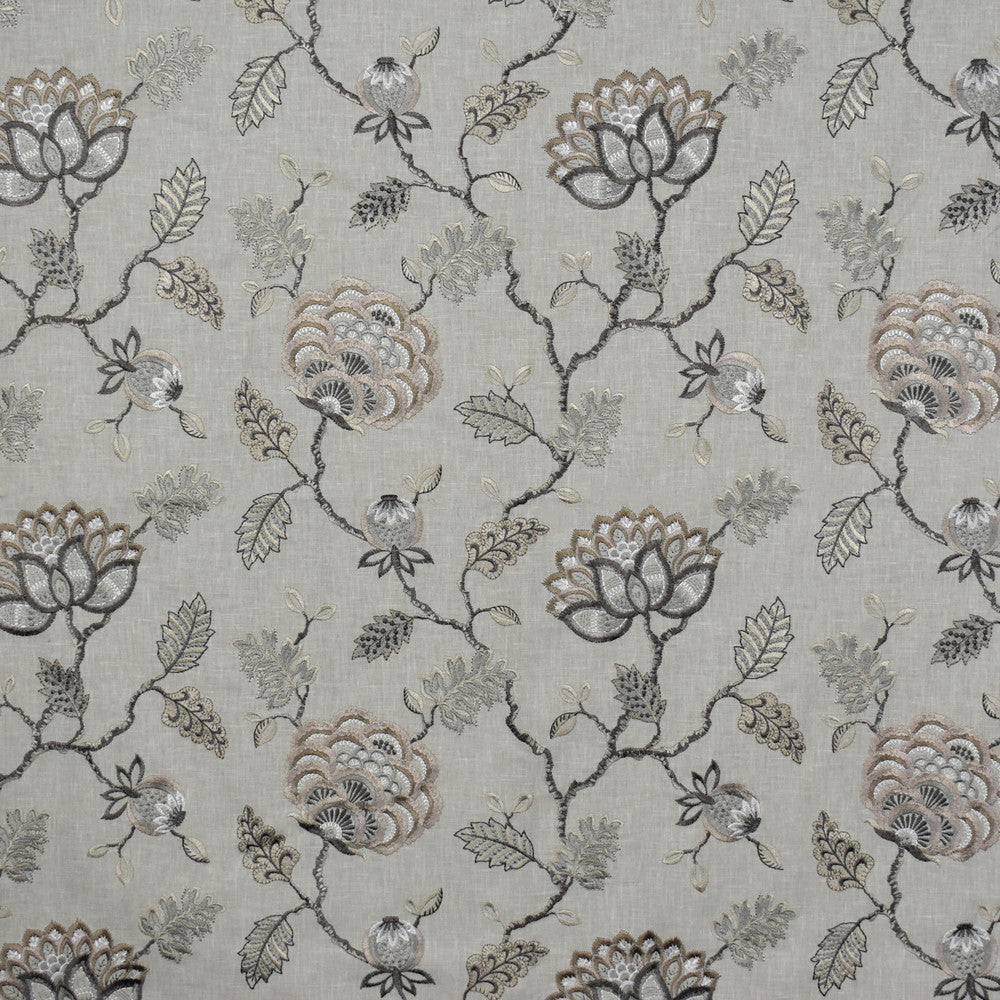 S1607 Steel by Greenhouse Fabric S73: Onyx 52% Polyester, 48% Cotton With 100% Viscose Embroidery India 9,000 double rubs </p><p>Repeat: 17" H, 12.5" V 54" - Fabric Carolina -