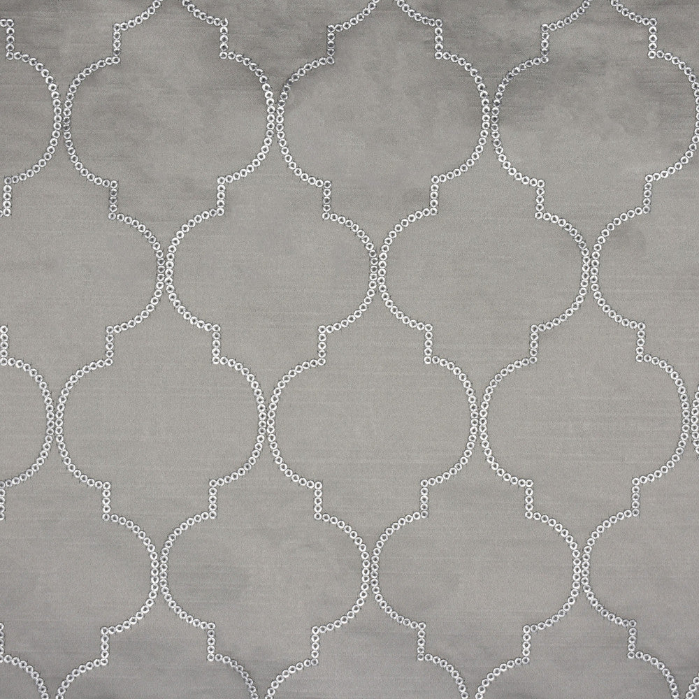 S1618 Silver by Greenhouse Fabric 100% Polyester With 100% Polyester Embroidery India 9,000 double rubs </p><p>Repeat: 3" H, 4.25" V 54" - Fabric Carolina -