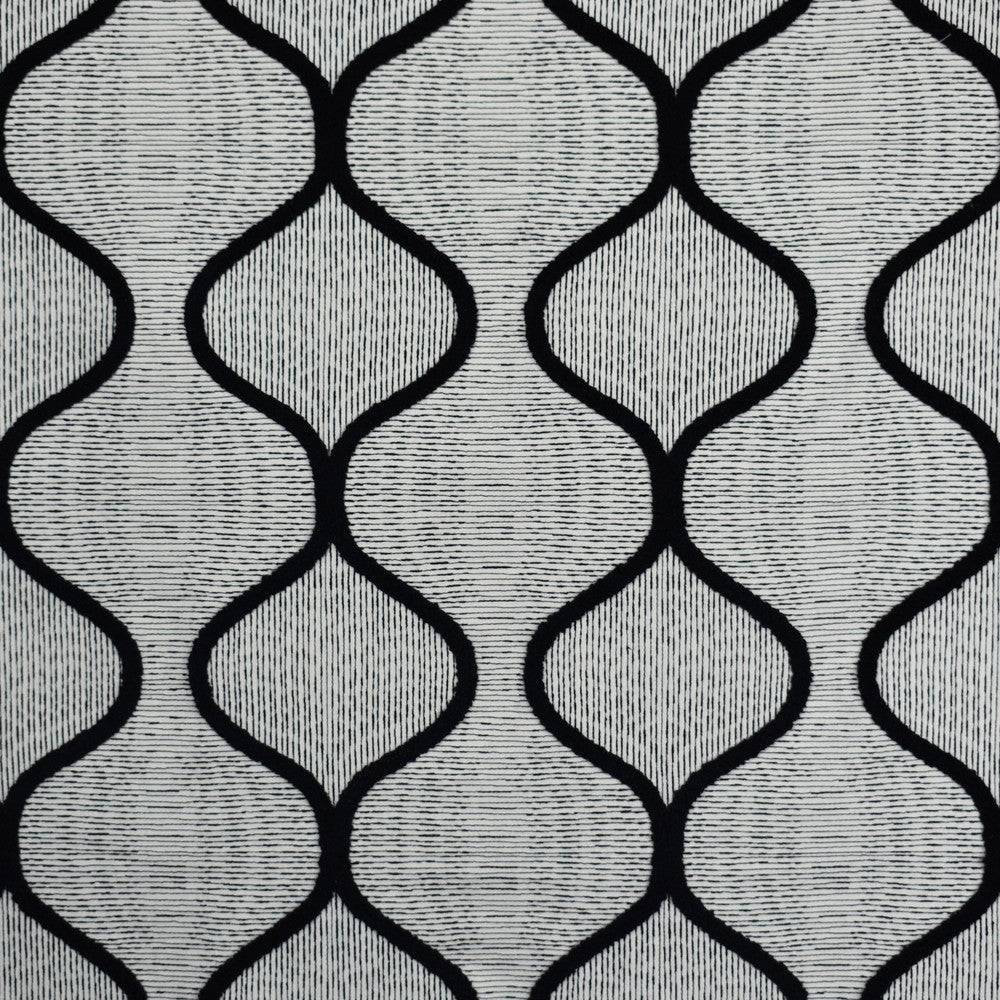 S1832 Domino by Greenhouse Fabric S17: Marseille Black and White 50% Polyester, 50% Cotton With 70% Polyester, 30% Viscose Embroidery India 9,000 double rubs </p><p>Repeat: 8.86" H, 9.45" V 52" - Fabric Carolina -