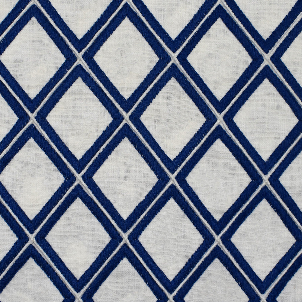 S1933 Cobalt by Greenhouse Fabric 100% Cotton With 100% Polyester Embroidery INDIA 9,000 </p><p>Repeat: 3" H, 3" V 53" - Fabric Carolina -