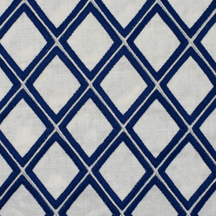 S1933 Cobalt by Greenhouse Fabric S19: Marseille Embroideries 100% Cotton With 100% Polyester Embroidery India 9,000 double rubs </p><p>Repeat: 3" H, 3" V 53" - Fabric Carolina -