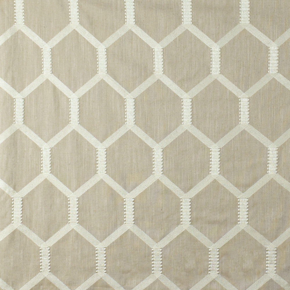 S2657 Oyster by Greenhouse Fabric 70% Viscose, 30% Linen With 100% Viscose Embroidery INDIA 9,000 </p><p>Repeat: 5.43" H, 9.21" V 52" - Fabric Carolina -