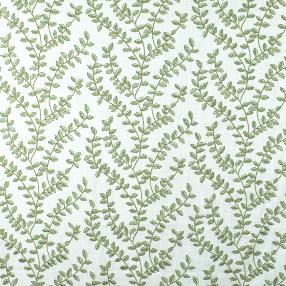 S2672 Green Tea by Greenhouse Fabric 100% Polyester With 100% Polyester Embroidery India 9,000 double rubs </p><p>Repeat: 13" H, 9.5" V 52" - Fabric Carolina -