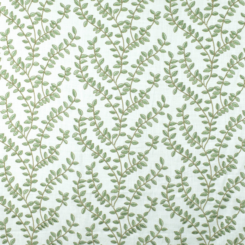 S2672 Green Tea by Greenhouse Designer Fabric 100% Polyester With 100% Polyester Embroidery India 9,000 double rubs </p><p>Repeat: 13" H, 9.5" V 52" - Swanky Fabrics -
