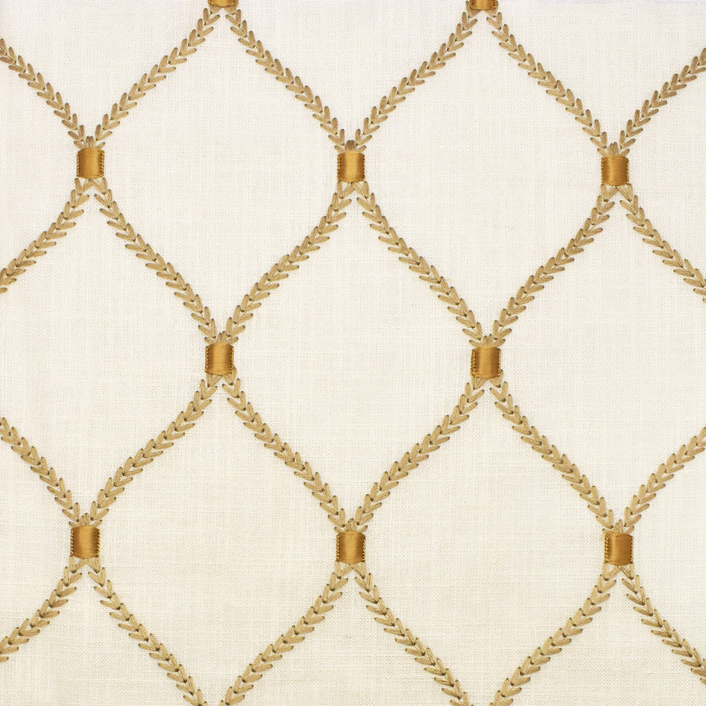 S2677 Gilded by Greenhouse Fabric 70% Rayon, 30% Linen W/ 100% Rayon Embroidery India 9,000 double rubs </p><p>Repeat: 4.25" H, 6.25" V 52" - Fabric Carolina -