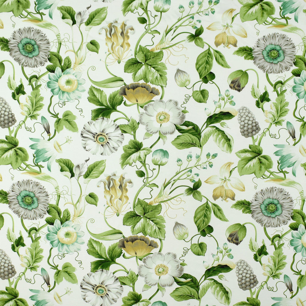 S2713 Green Tea by Greenhouse Fabric 100% Cotton Peru 15,000 double rubs </p><p>Repeat: 27" H, 17" V 54" - Fabric Carolina -