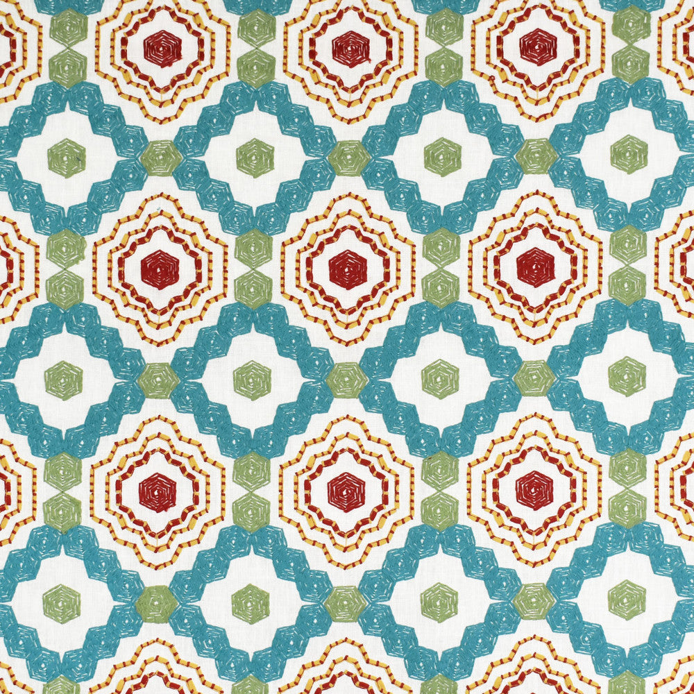 S3411 Turquoise by Greenhouse Fabric 86% Polyester, 14% Cotton With 100% Cotton Embroidery India 9,000 </p><p>Repeat: 5" H, 6.25" V 55" - Fabric Carolina -