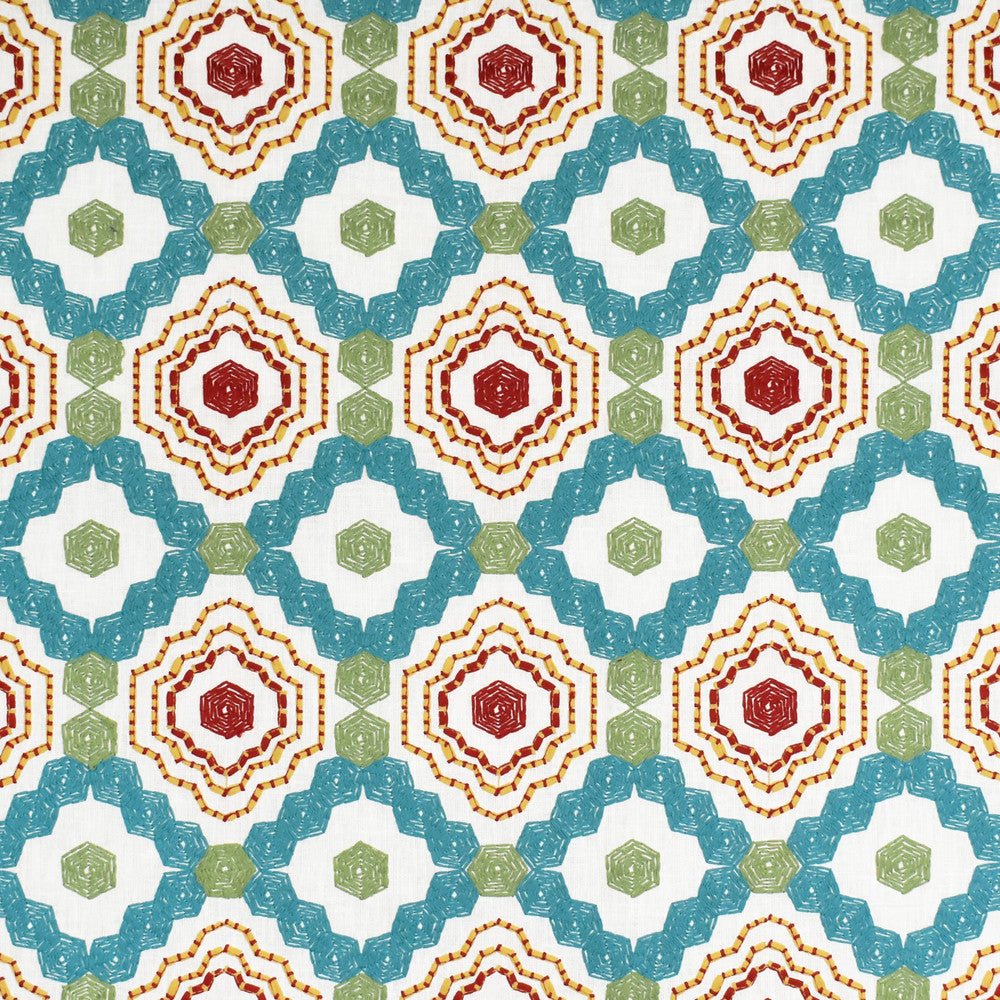S3411 Turquoise by Greenhouse Fabric 86% Polyester, 14% Cotton With 100% Cotton Embroidery India 9,000 double rubs </p><p>Repeat: 5" H, 6.25" V 55" - Fabric Carolina -