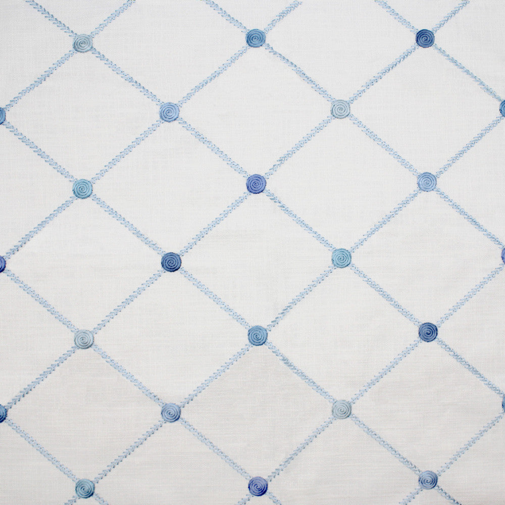 S5073 Porcelain Blue by Greenhouse Fabric M11: Memos by Color 80% Cotton, 20% Viscose With 100% Viscose Embroidery India 7,500 double rubs </p><p>Repeat: 4.375" H, 5.125" V 52" - Fabric Carolina -