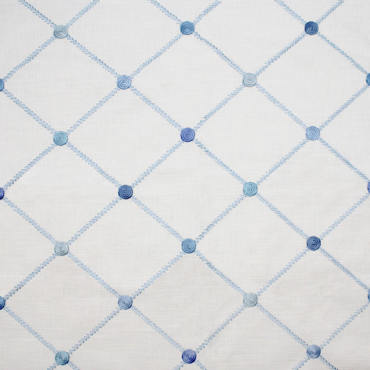 S5073 Porcelain Blue by Greenhouse Fabric M11: Memos by Color 80% Cotton, 20% Viscose With 100% Viscose Embroidery India 7,500 double rubs </p><p>Repeat: 4.375" H, 5.125" V 52" - Fabric Carolina -