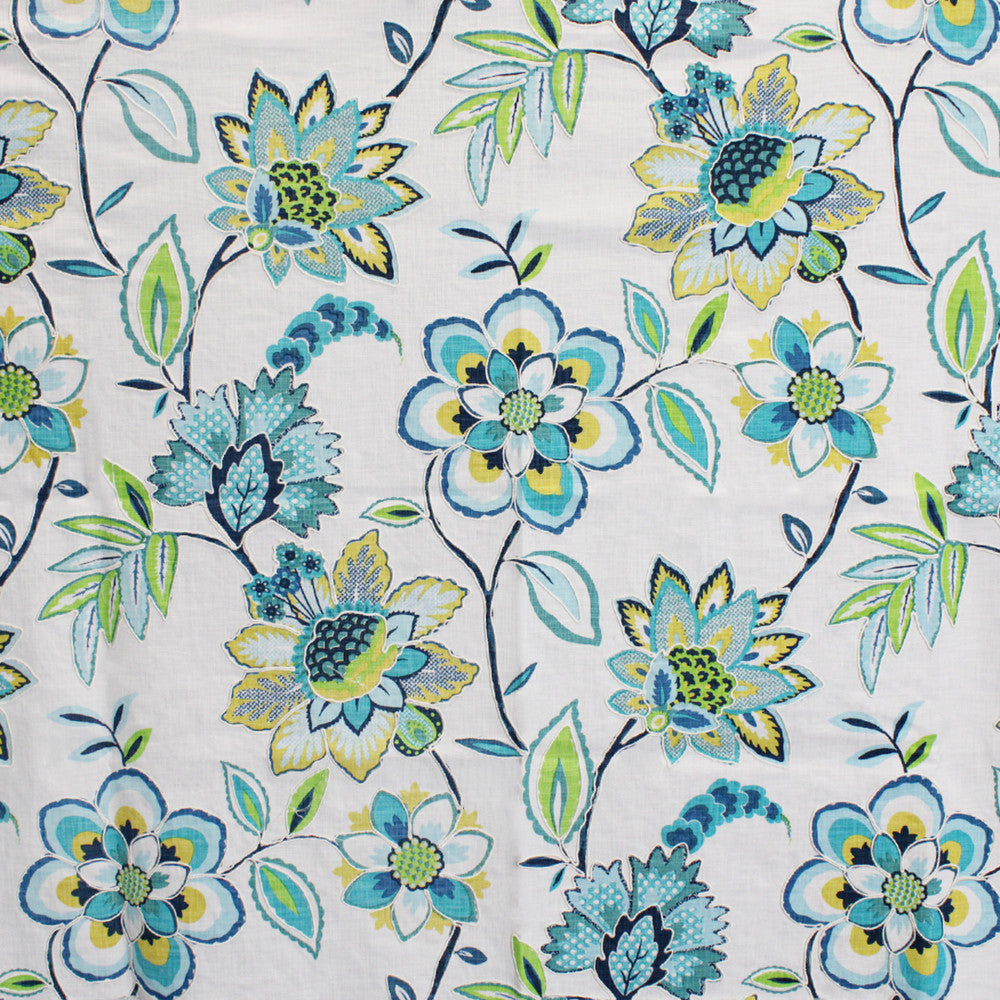 S5106 Isle Waters by Greenhouse Fabric M11: Memos by Color 100% Cotton With 100% Viscose Embroidery India DRAPERY double rubs </p><p>Repeat: 27.375" H, 32.375" V 56" - Fabric Carolina -