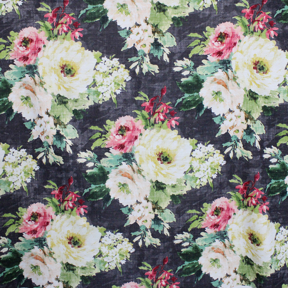 S5197 Charcoal by Greenhouse Fabric M11: Memos by Color 75% Cotton, 25% Linen Pakistan 20,000 double rubs </p><p>Repeat: 27.25" H, 24.75" V 56" - Fabric Carolina -
