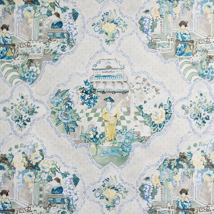 S5254 Tea Green by Greenhouse Designer Fabric 100% Cotton Peru 17,000 </p><p>Repeat: 27" H, 25.25" V 54" - Swanky Fabrics -