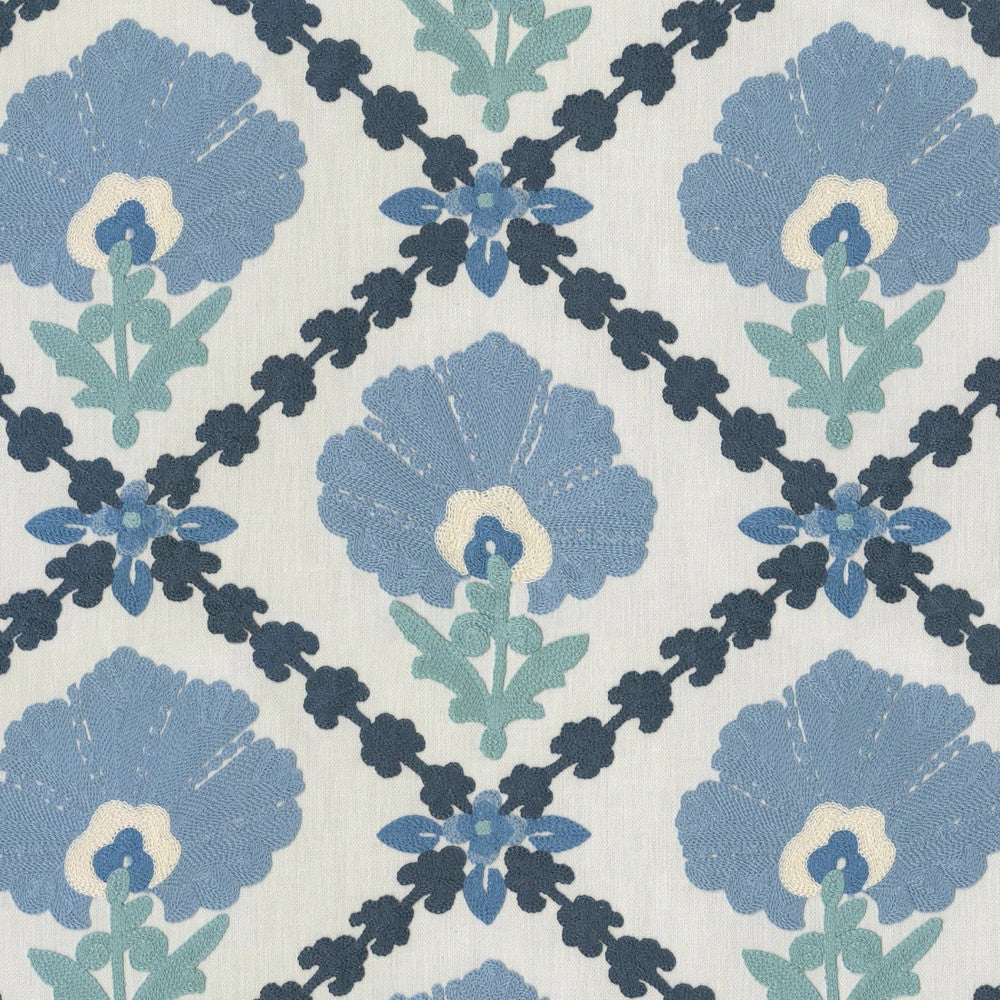 S6253 Porcelain by Greenhouse Fabric 68% Polyester, 21% Linen, 11% Cotton With 100% Cotton Embroidery India 9,000 </p><p>Repeat: 10.7" H, 9.4" V 55" - Fabric Carolina -