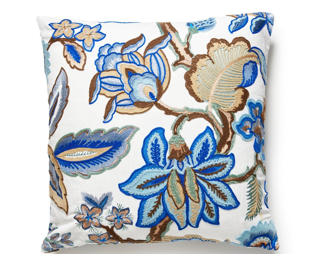 Hillside Crewel Pillow 22 X 22 - Blue Wood S7SDDKHILL0001 by Scalamandre Designer Pillow