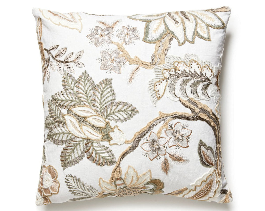 Hillside Crewel Pillow 22 X 22 - Ivory S7SDDKHILL0003 by Scalamandre Designer Pillow