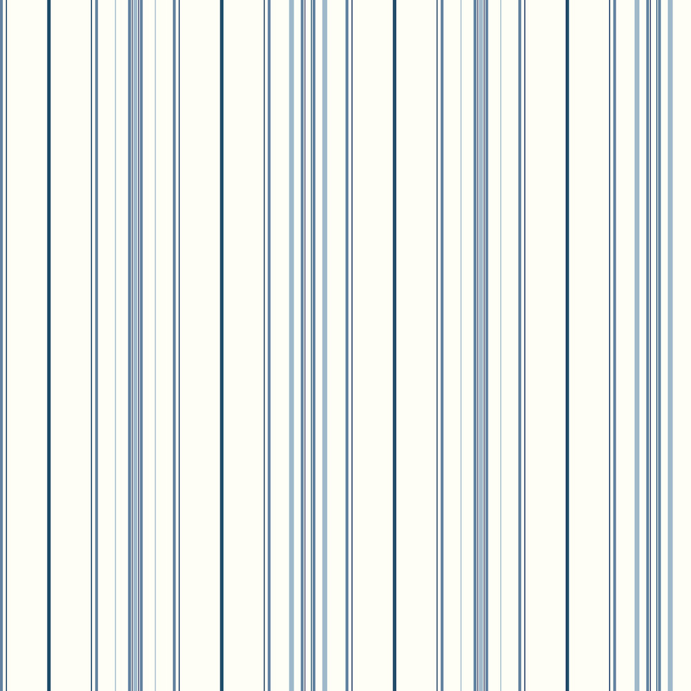 Wide Pinstripe White & Blue Wallpaper by Inspired by Color Blues II Covers about 56.4 square feet 20.5-in by 33-ft long roll Prepasted 0 - Fabric Carolina -