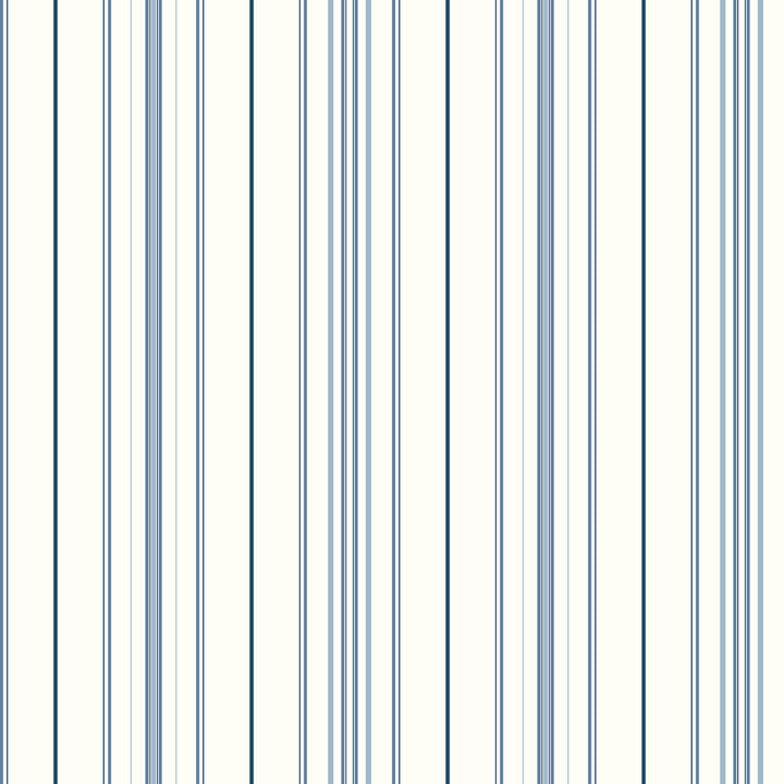 Wide Pinstripe White & Blue Wallpaper by Inspired by Color Blues II Covers about 56.4 square feet 20.5-in by 33-ft long roll Prepasted 0 - Fabric Carolina -